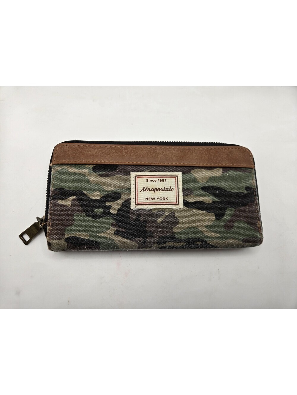 Aéropostale Y2K Camo Zip Around Wallet Canvas Green Camouflage Since 1987